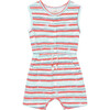 Palm Tree Striped Romper, Blue - Rompers - 1 - thumbnail