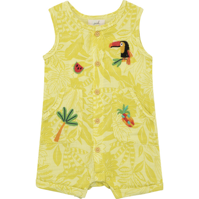 Tropical Romper, Yellow - Rompers - 1 - zoom
