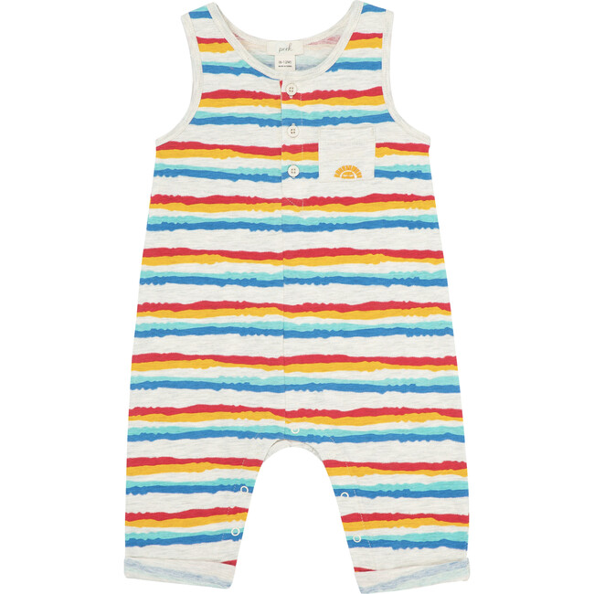 Sleeveless Striped Coverall, Multi - Rompers - 1
