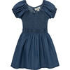 Smocked Chambray Dress, Indigo - Dresses - 1 - thumbnail
