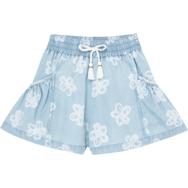 Floral Chambray Shorts, Indigo - Shorts - 1 - zoom