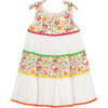 Florals & Swiss Dot Dress, White - Dresses - 1 - thumbnail