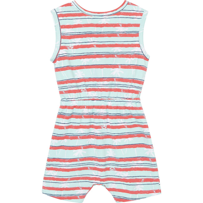 Palm Tree Striped Romper, Blue - Rompers - 2