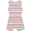Palm Tree Striped Romper, Blue - Rompers - 2 - thumbnail