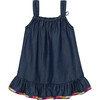 Rainbow-Stitched Chambray Dress, Indigo - Dresses - 2