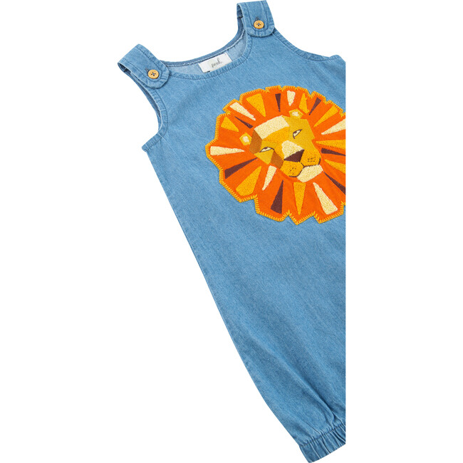 Lion Applique Romper, Indigo - Rompers - 3