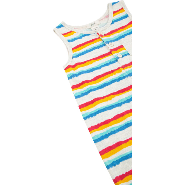 Sleeveless Striped Coverall, Multi - Rompers - 3