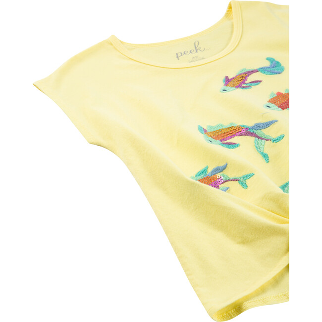 Fish Tie Front Top, Yellow - T-Shirts - 3