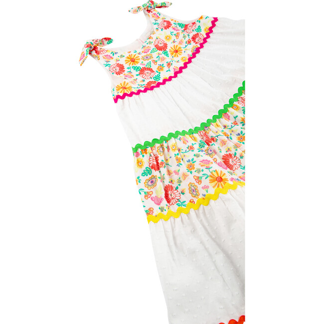 Florals & Swiss Dot Dress, White - Dresses - 3
