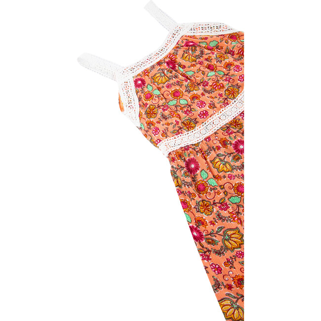 Floral & Crochet Romper, Print - Rompers - 3
