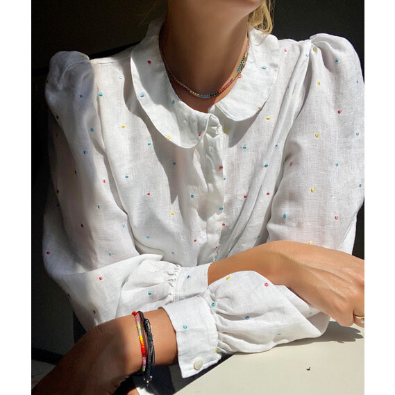 Women's Linen Shirt with Dots