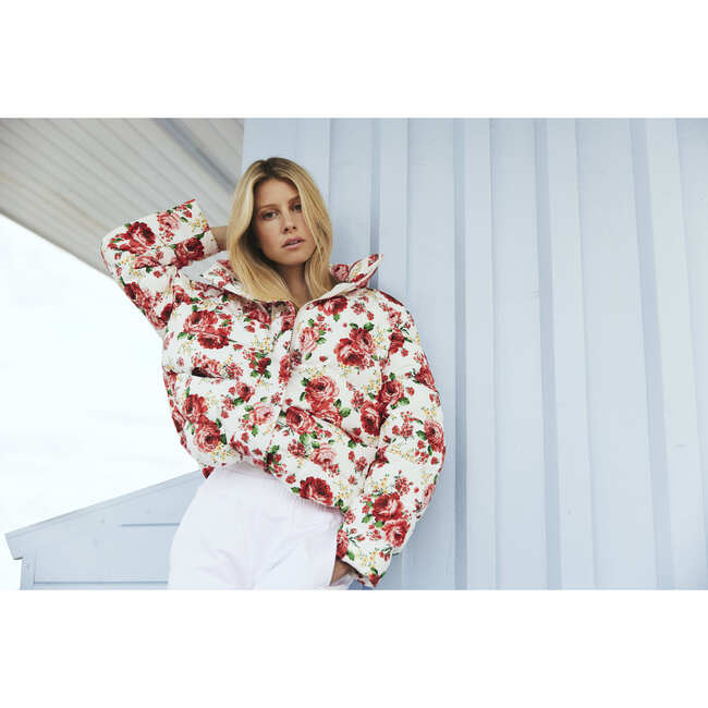 Women's Naos Flower Down Jacket, White - Coats - 4