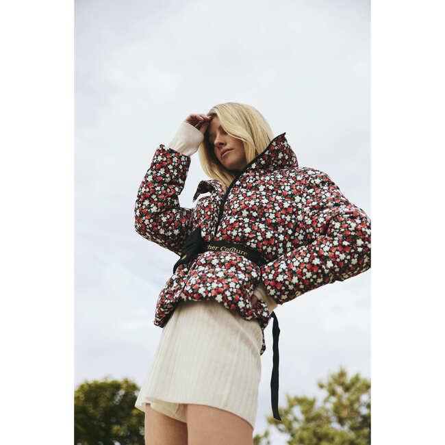 Women's Naos Flower Down Jacket, Black - Coats - 4