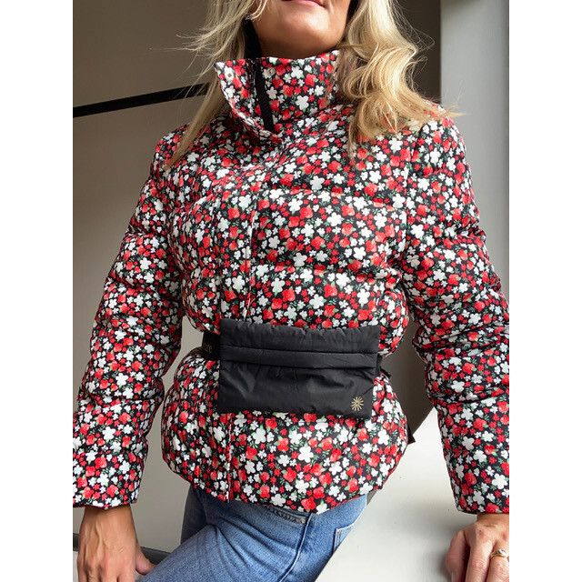 Women's Naos Flower Down Jacket, Black - Coats - 8