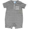 Baby Novelty Pocket Henley Romper, Grey - Rompers - 1 - thumbnail