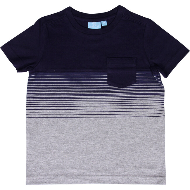 Yarn Dye Short Sleeve Pocket Tee, Blue and Grey - T-Shirts - 1