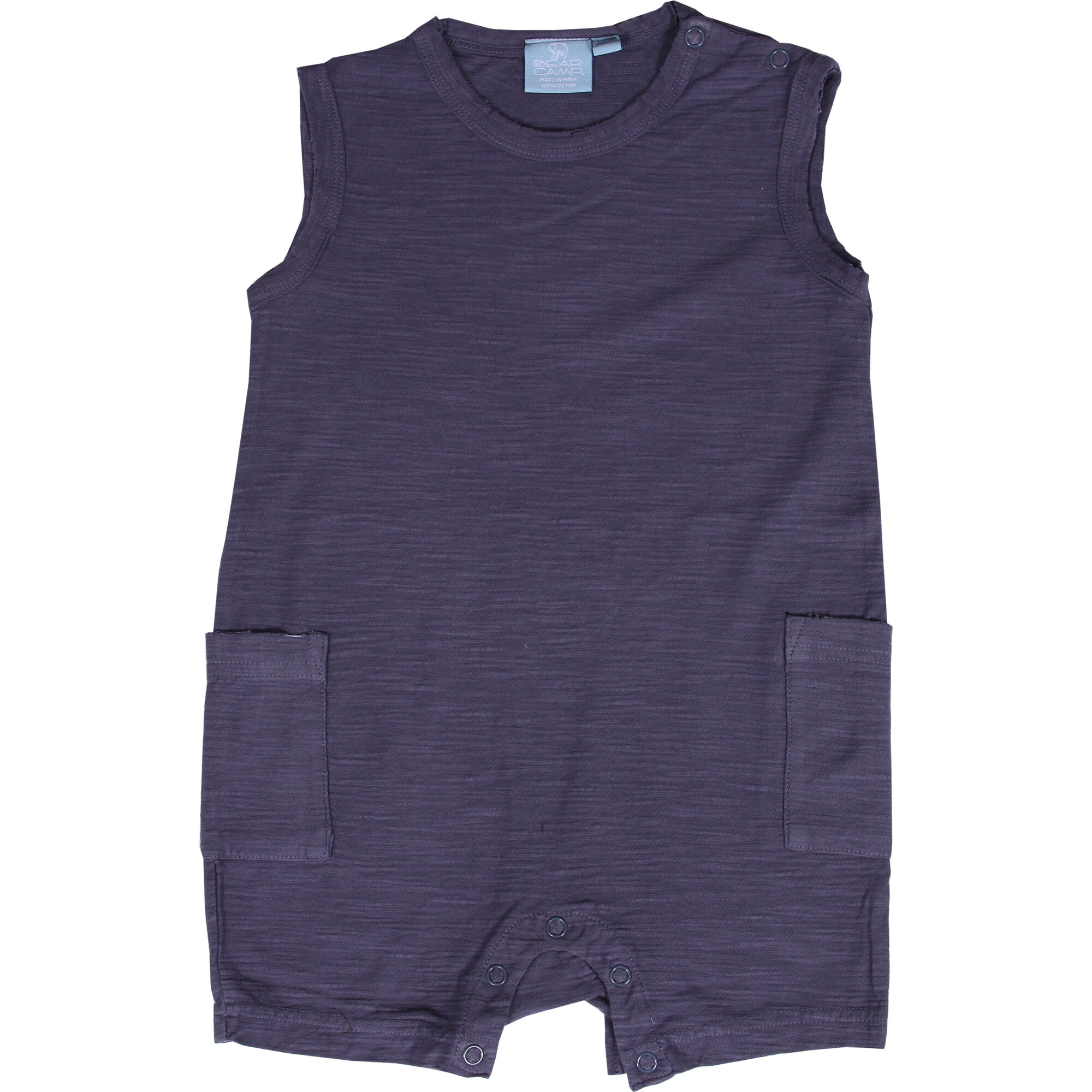 Baby Mineral Wash Cargo Pocket Romper, Lake Blue - Rompers - 1