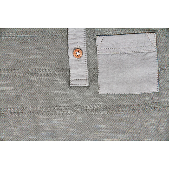Baby Novelty Pocket Henley Romper, Grey - Rompers - 3