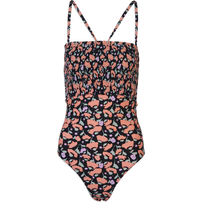 Women's Kendra Smocked One-Piece, Poppy Fields Black Multi - One Pieces - 1