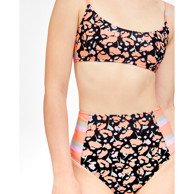 Women's Kaia Bikini Bottom, Poppy Fields Black Multi