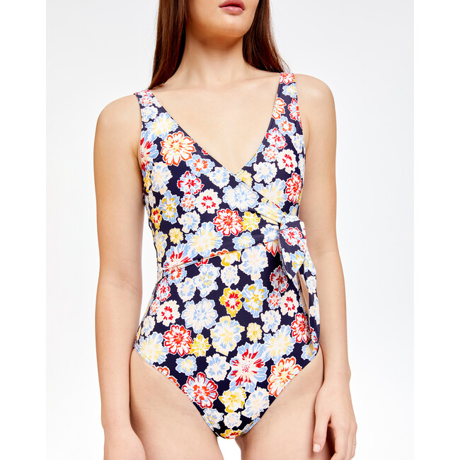 Women's Kelly Wrap One-Piece, Chalk Floral Marine Navy Multi - One Pieces - 7
