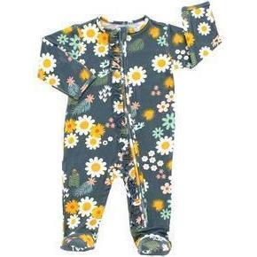 Blue Daisy Bamboo Baby Convertible Footie Romper Pajama