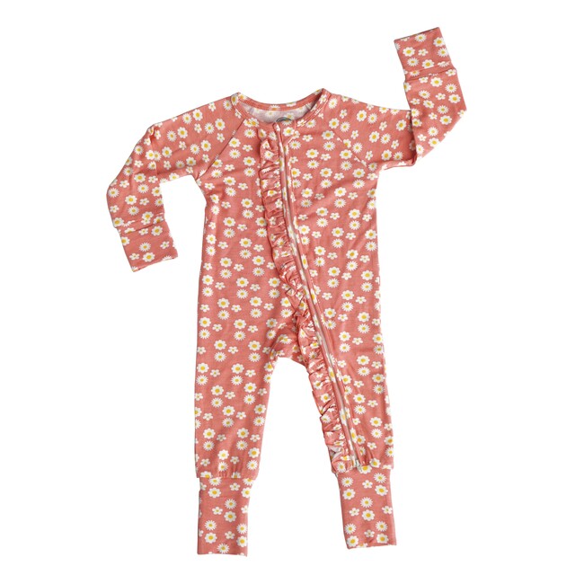 Rose Daisy Bamboo Baby Convertible Footie Romper Pajama