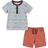Striped Shark Waves Henley Set, Multi - Mixed Apparel Set - 1 - thumbnail