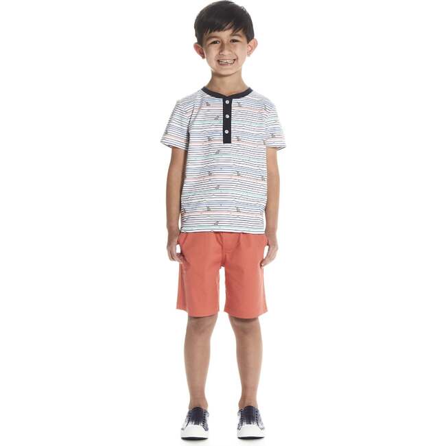 Striped Shark Waves Henley Set, Multi - Mixed Apparel Set - 2