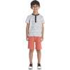 Striped Shark Waves Henley Set, Multi - Mixed Apparel Set - 2