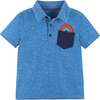 Heathered Polo, Blue - Polo Shirts - 1 - thumbnail