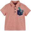 Dino Heathered Polo and Short Set, Red and Blue - Mixed Apparel Set - 3 - thumbnail