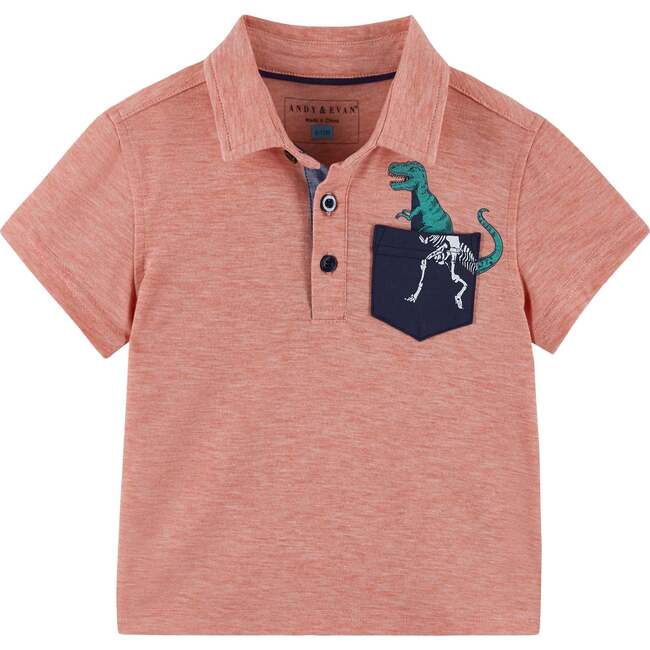 Infant Dino Heathered Polo Set, Red and Blue - Mixed Apparel Set - 2