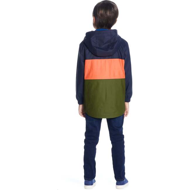 Colorblock Raincoat, Navy - Jackets - 3