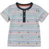 Striped Shark Waves Henley Set, Multi - Mixed Apparel Set - 4