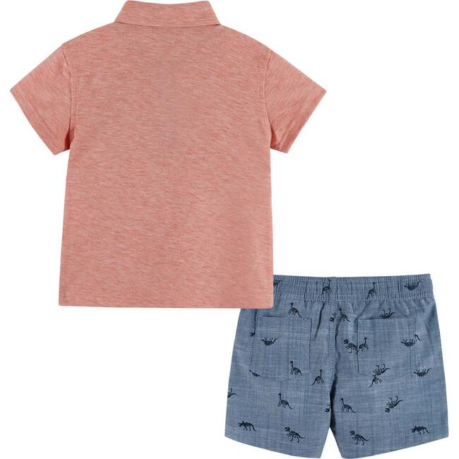 Dino Heathered Polo and Short Set, Red and Blue - Mixed Apparel Set - 5