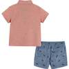 Dino Heathered Polo and Short Set, Red and Blue - Mixed Apparel Set - 5