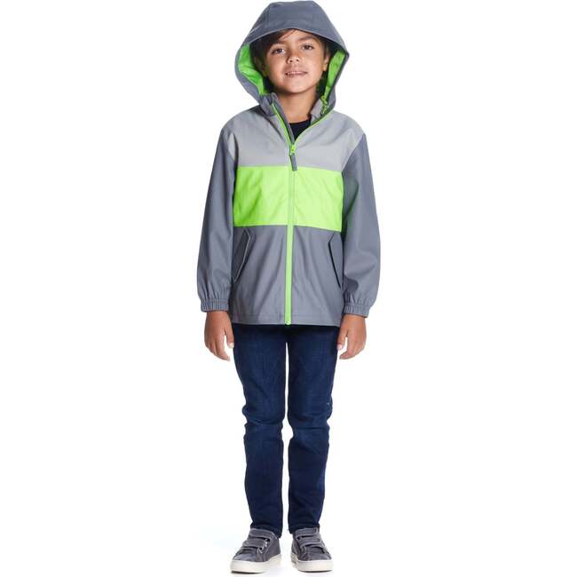 Colorblock Raincoat, Grey - Jackets - 4