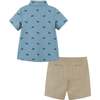 Infant Zebra Buttondown and Short Set, Blue - Mixed Apparel Set - 4