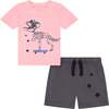 Baby Dino Skeleton Tee Set, Red - T-Shirts - 1 - thumbnail