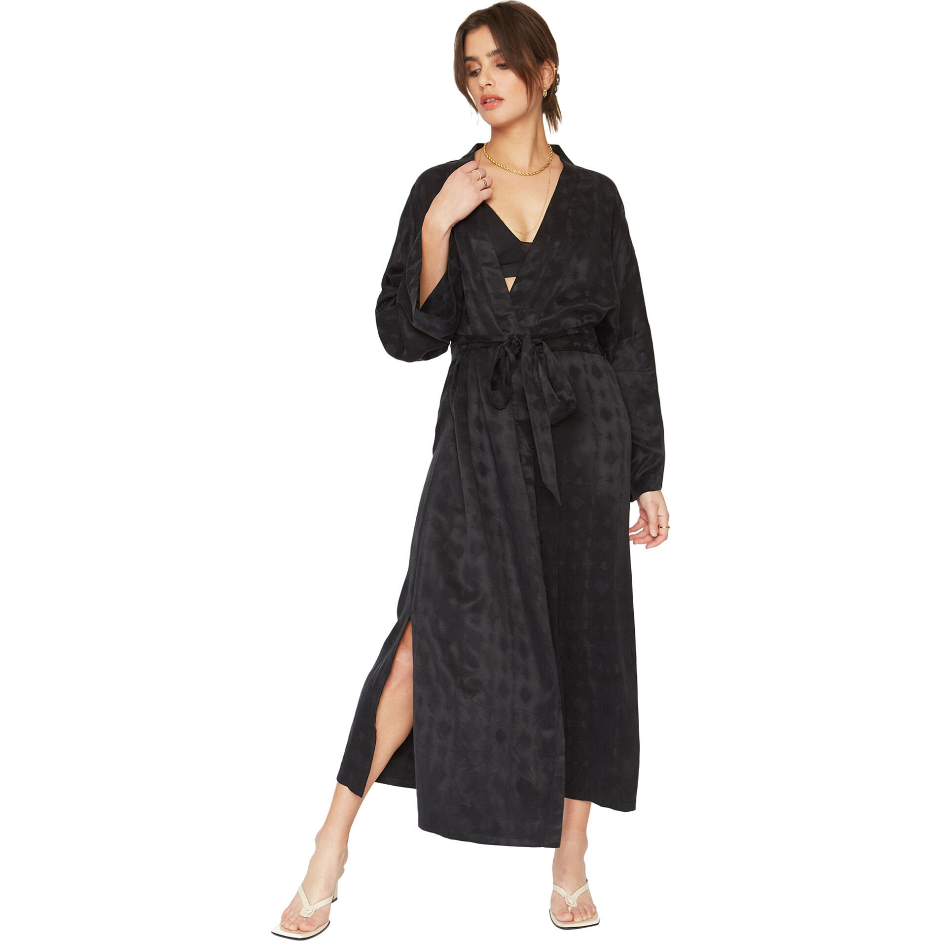 The Women's Long Robe, Black - Robes - 1