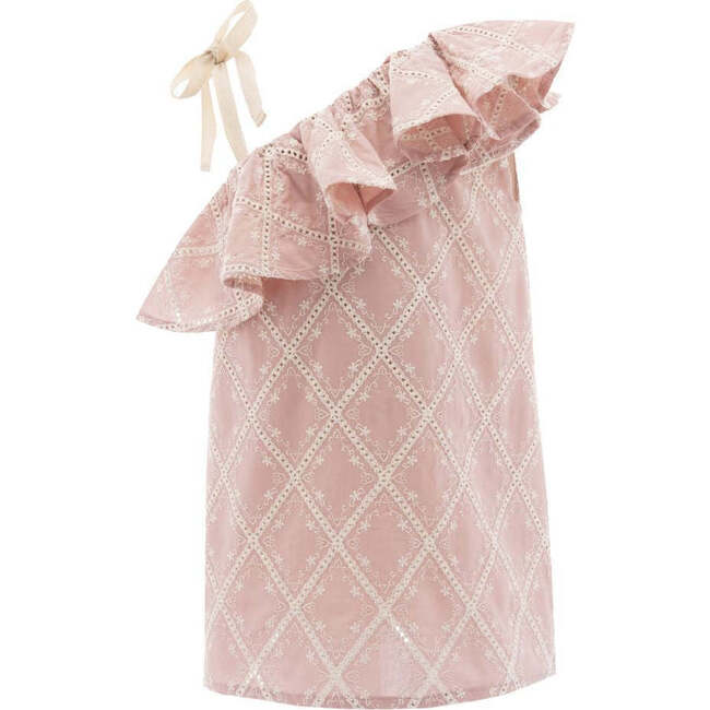 Ruffle Embroidered Summer Dress, Pink