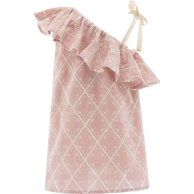 Ruffle Embroidered Summer Dress, Pink