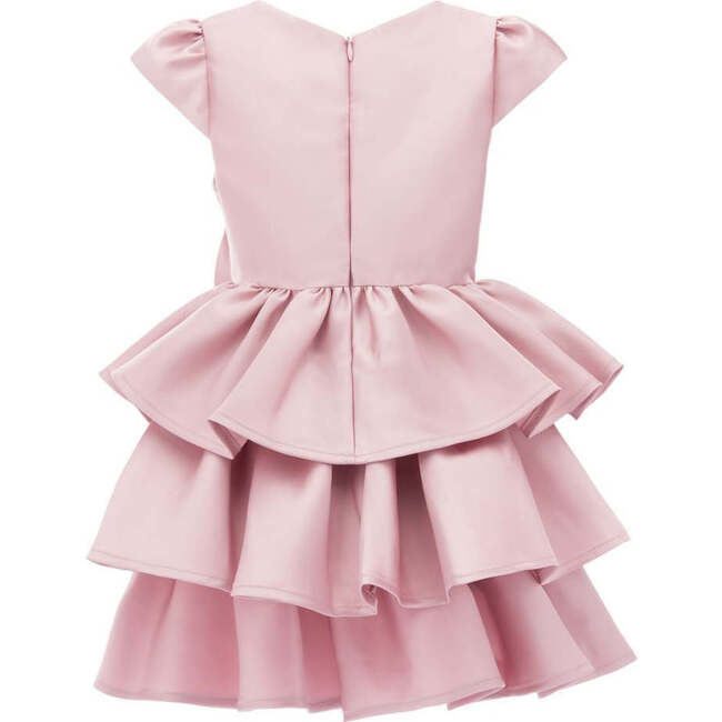 Satin Ruffle Bow Dress, Pink