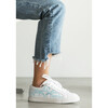 Women's Blue Abstract Palms White Sneaker - Sneakers - 3
