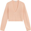 Women's Zoe Crop V Neck Pullover, Peach Melange - Sweaters - 1 - thumbnail