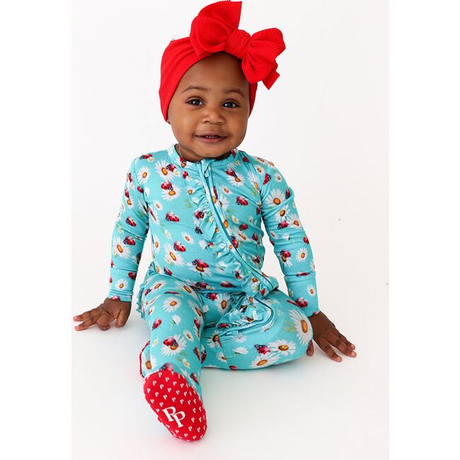 Ladybug Footie Ruffled Zippered One Piece - Pajamas - 4