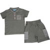 Baby Novelty Stripe Contrast Pocket Henley 2 Piece Set, Pine - Mixed Apparel Set - 1 - thumbnail