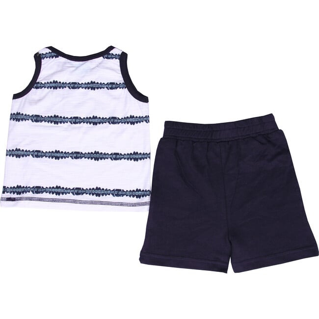 Baby Dip Dye Stripe Tank and Cargo Pocket Jogger Short Set, White - Mixed Apparel Set - 2