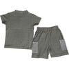 Baby Novelty Stripe Contrast Pocket Henley 2 Piece Set, Pine - Mixed Apparel Set - 2